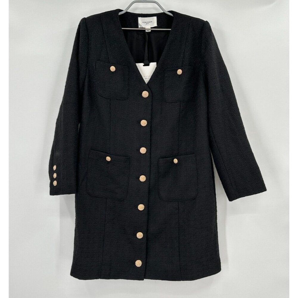 Pomander Place by Tuckernuck Black Keira Tweed Dress sz XXL Long Sleeve Mini 2XL